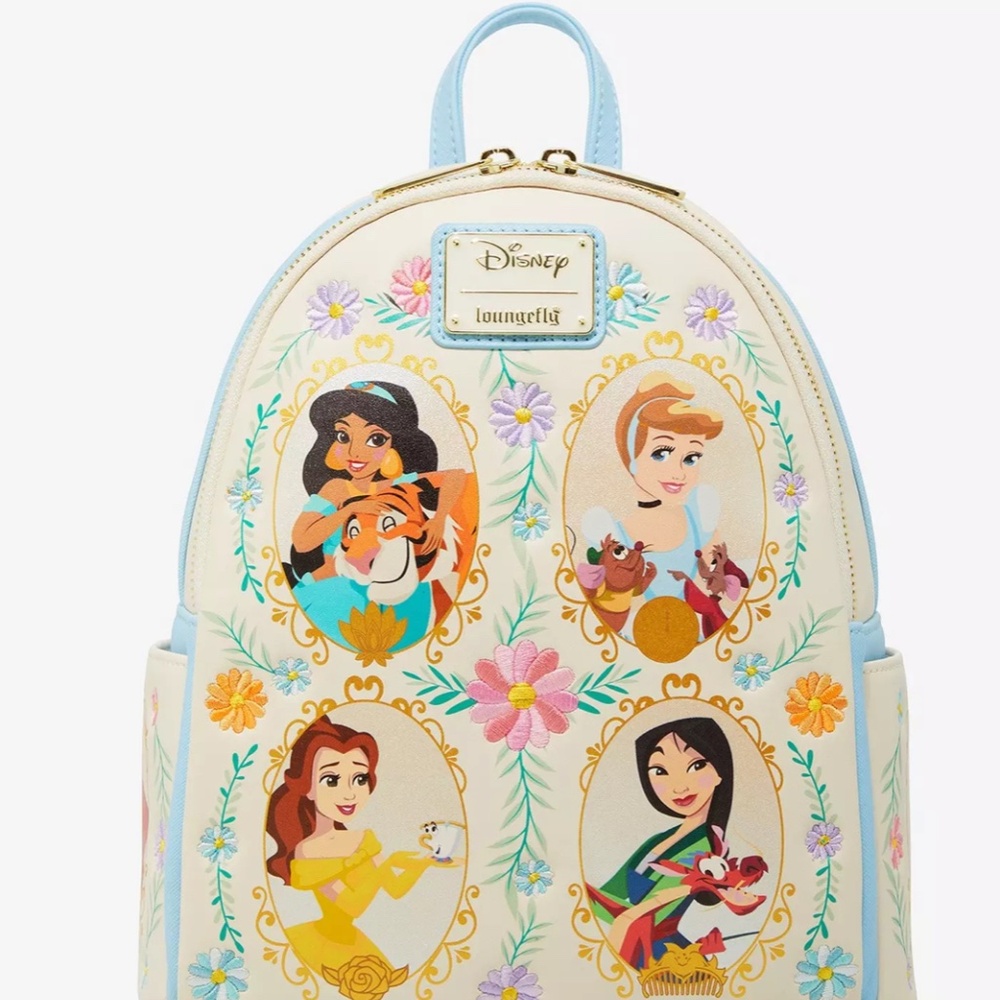Loungefly Disney Princess Frame Glitter Mini Backpack Mulan Belle Cinderella